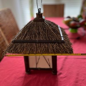 Oriental wood hanging lamp